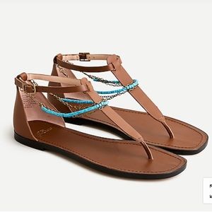 Stylish J Crew leather anklet sandal in pecan